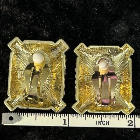 Heidi Daus Clip Earrings Estate Splendor Clear Crystal Rectangular Gold Tone OS - Picture 6 of 12